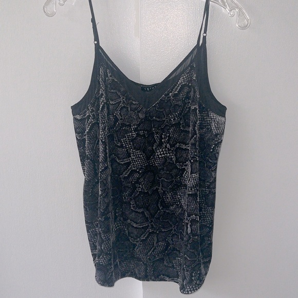 1.STATE Women's Printed Snake Animal Velvet Chiffon Inset Camisole Rich Black - Picture 1 of 5